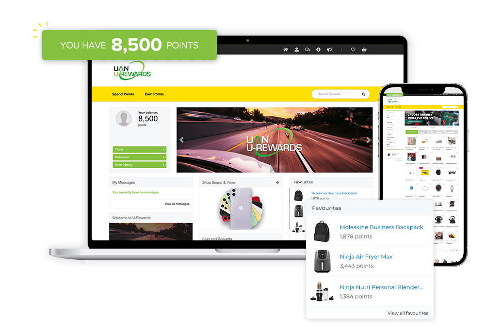 U-Rewards Website Screen